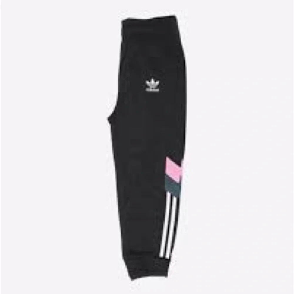 Adidas Kids Black Joggers with Pink and Green Accents - Picture 4 of 16